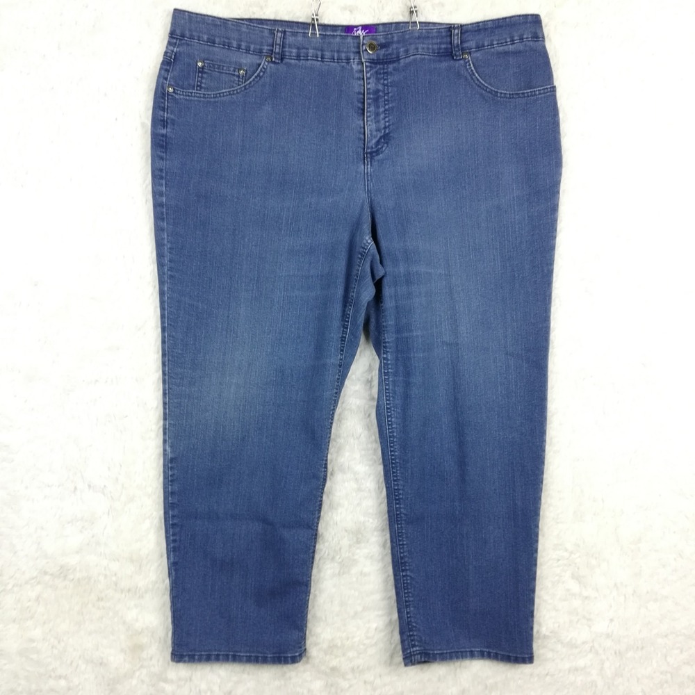 JMS Womens Jeans Cropped Straight Blue Denim‎ High Rise Medium Wash Plus 24
